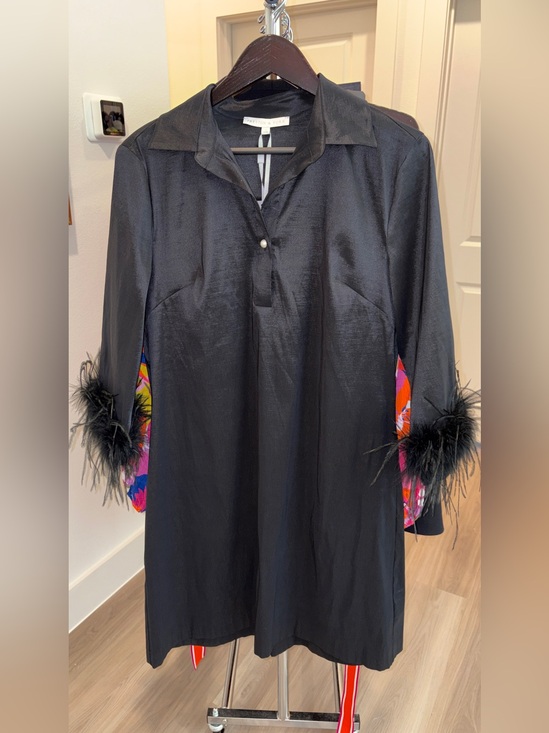Preston & York Dresses & Skirts - Preston and York Black A Line Feather Cuff Dress NWT Size 10